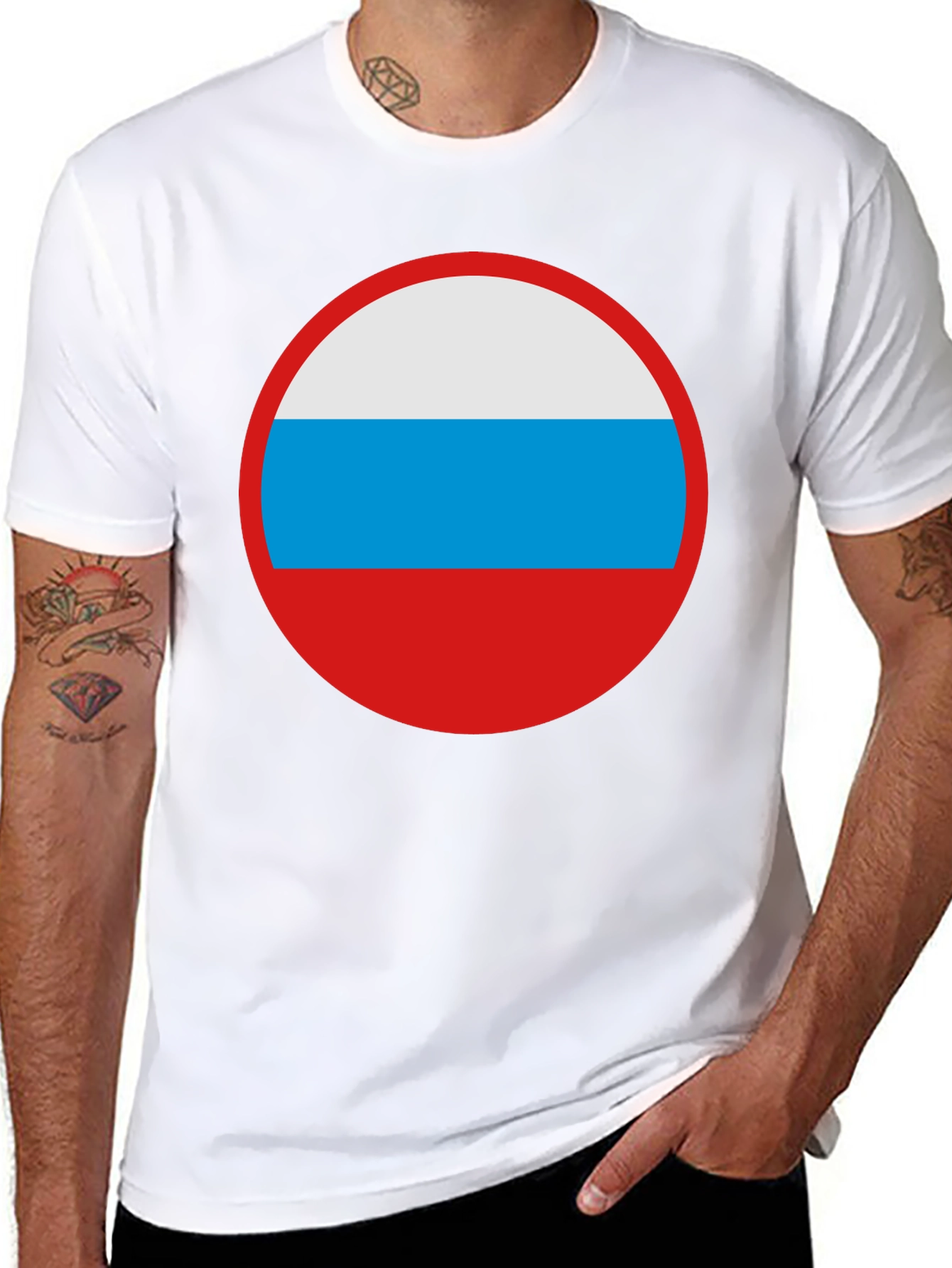 Russian Flag Circle Graphic Tee - Black