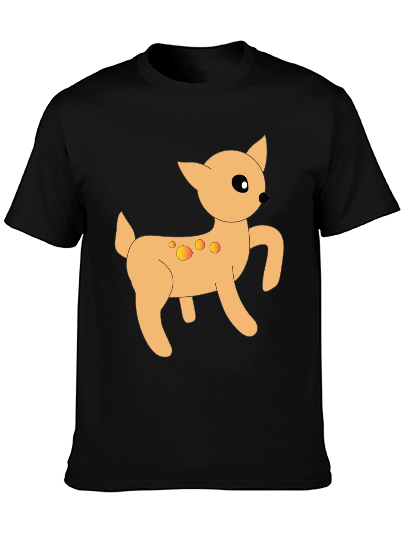 Cartoon Deer Graphic Tee - Stylish Black T-Shirt