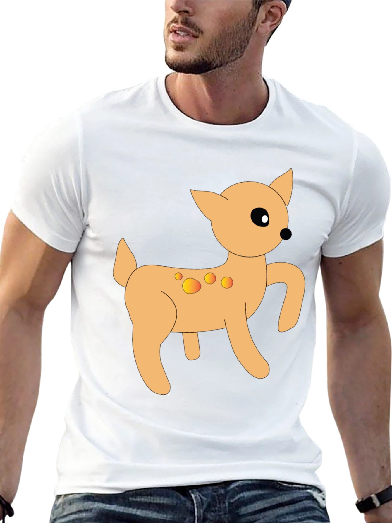 Cartoon Deer Graphic Tee - Stylish Black T-Shirt