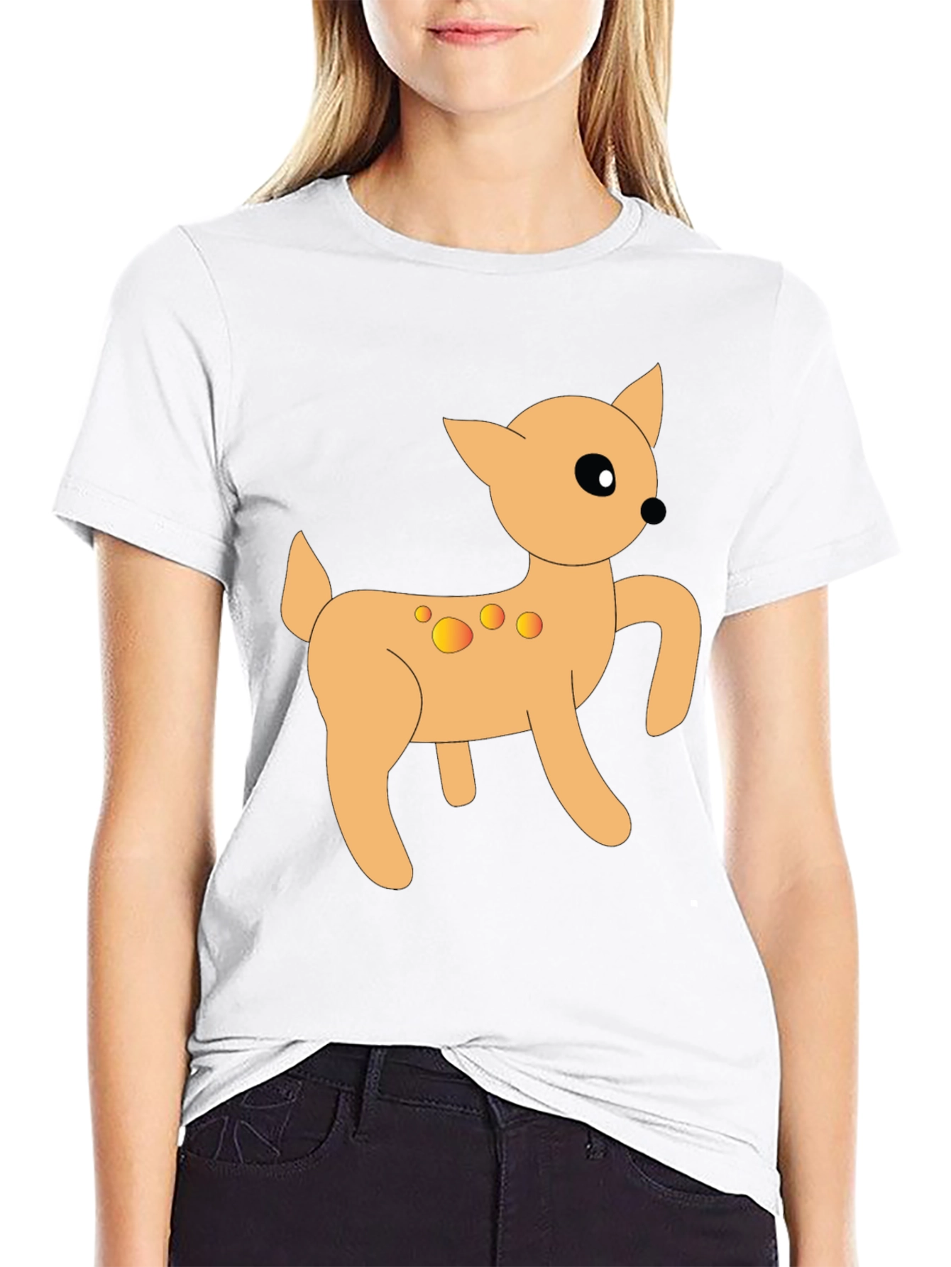 Cartoon Deer Graphic Tee - Stylish Black T-Shirt