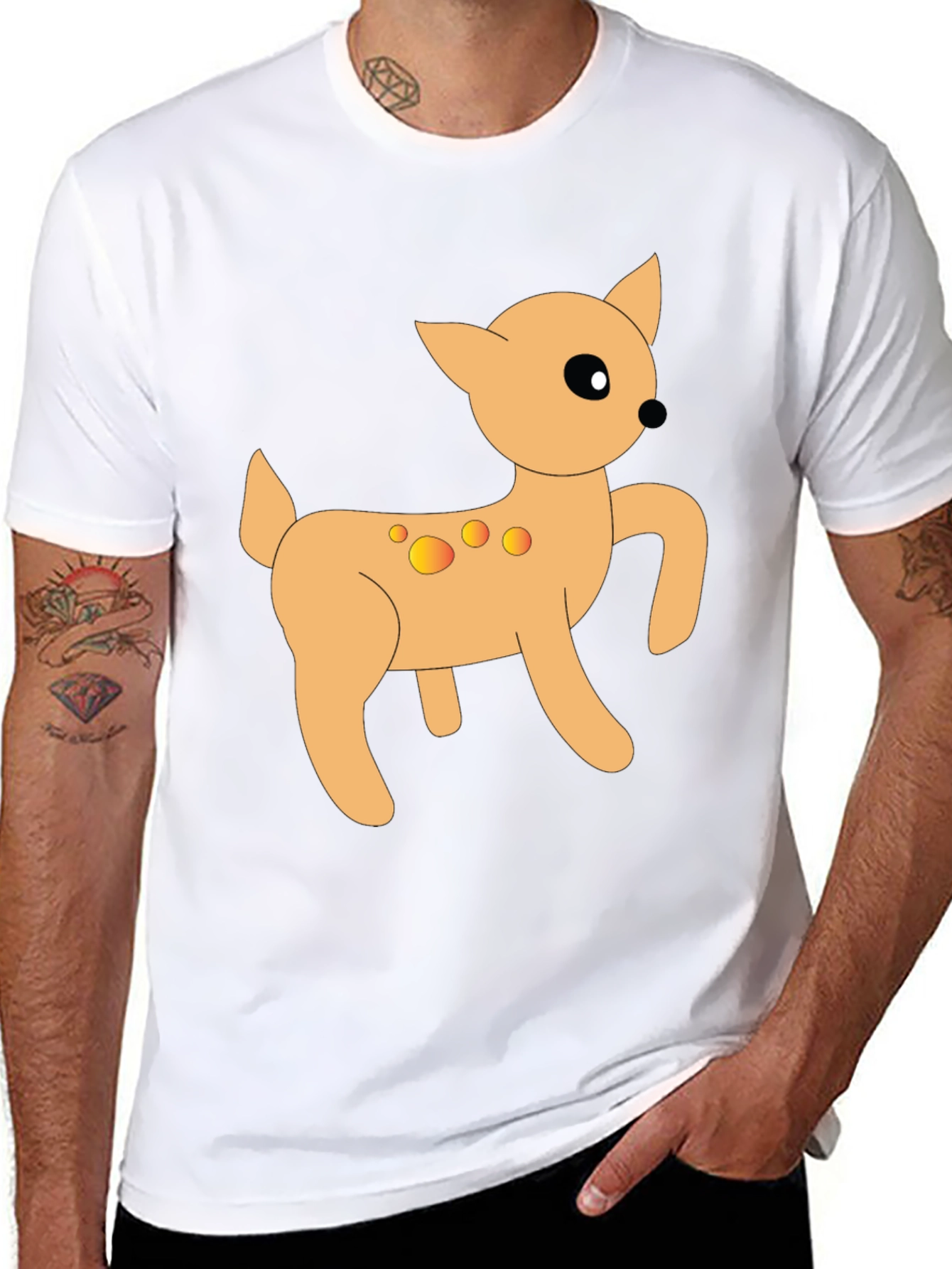 Cartoon Deer Graphic Tee - Stylish Black T-Shirt