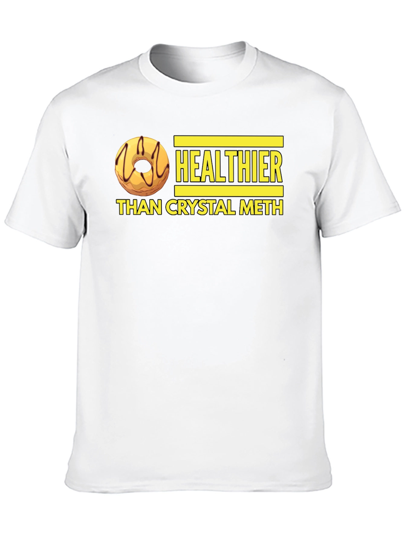 Healthier Than Crystal Meth Funny Donut Graphic T-Shirt