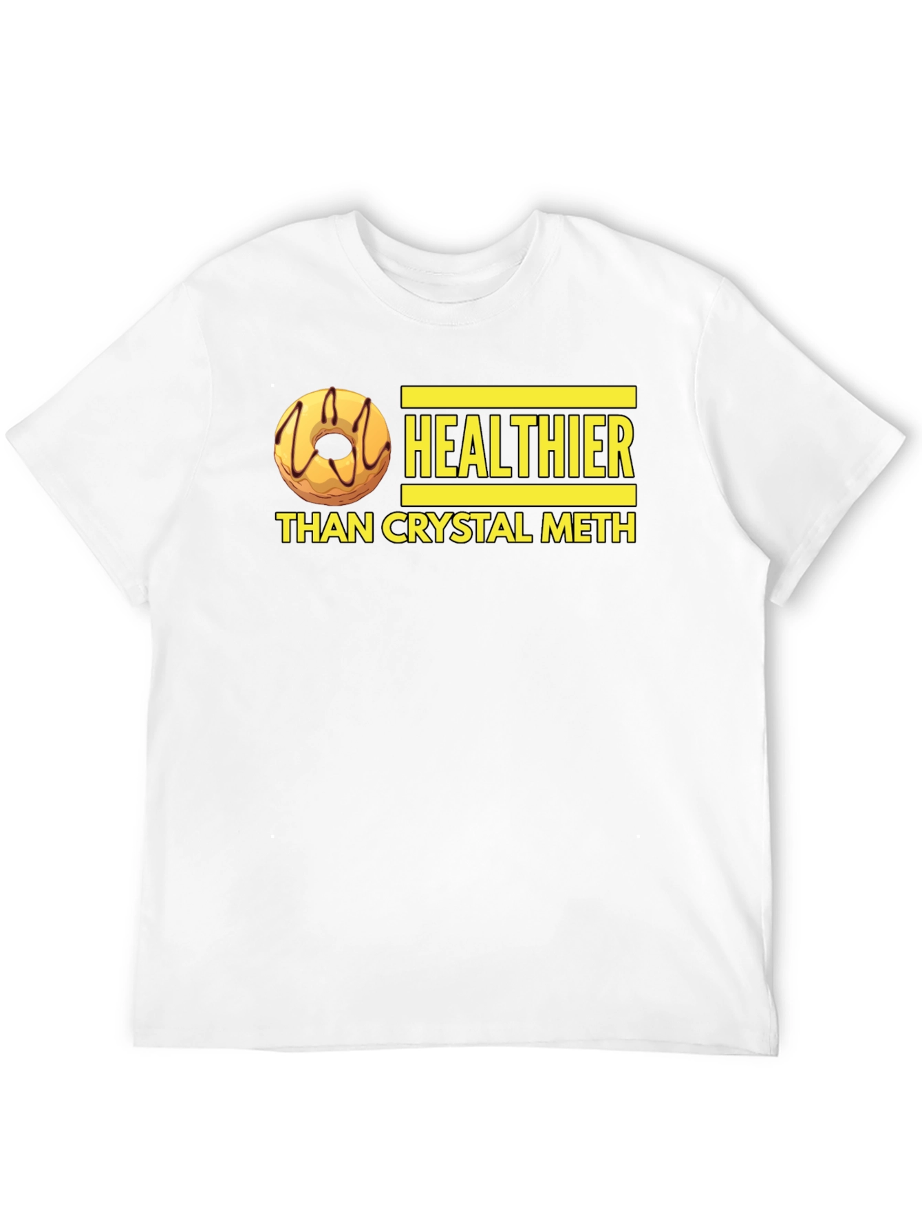 Healthier Than Crystal Meth Funny Donut Graphic T-Shirt