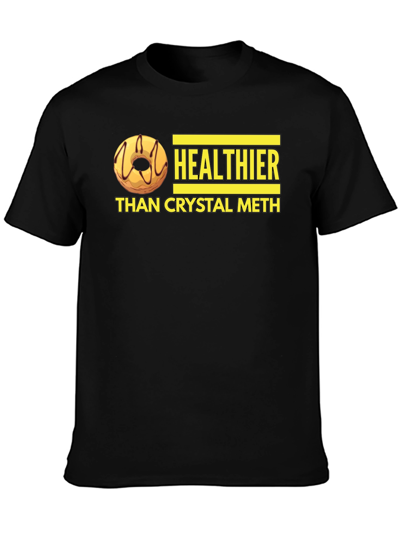 Healthier Than Crystal Meth Funny Donut Graphic T-Shirt