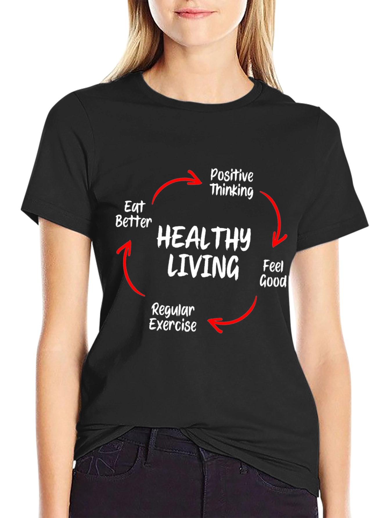 Healthy Living Cycle T-Shirt - Black