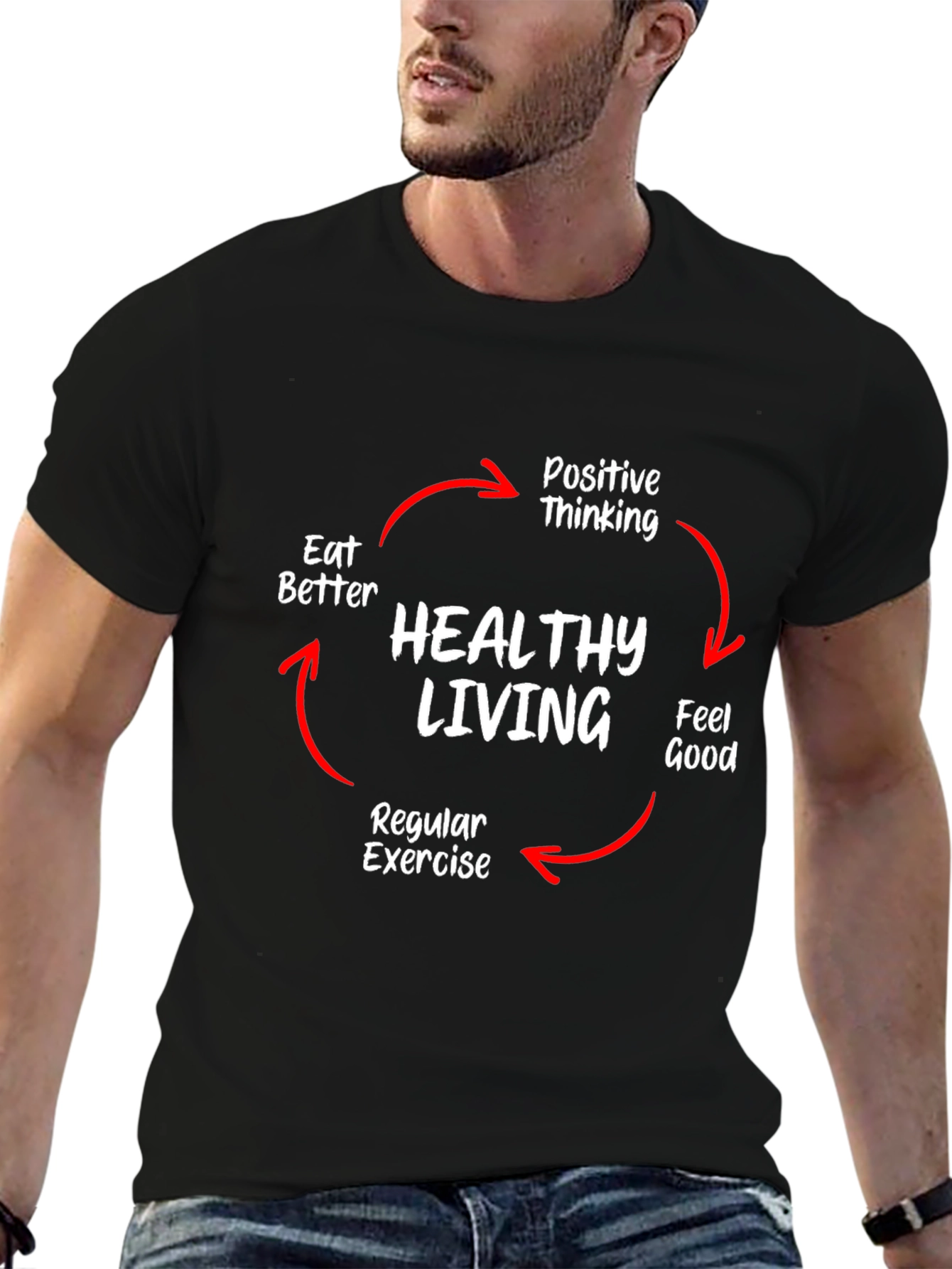 Healthy Living Cycle T-Shirt - Black