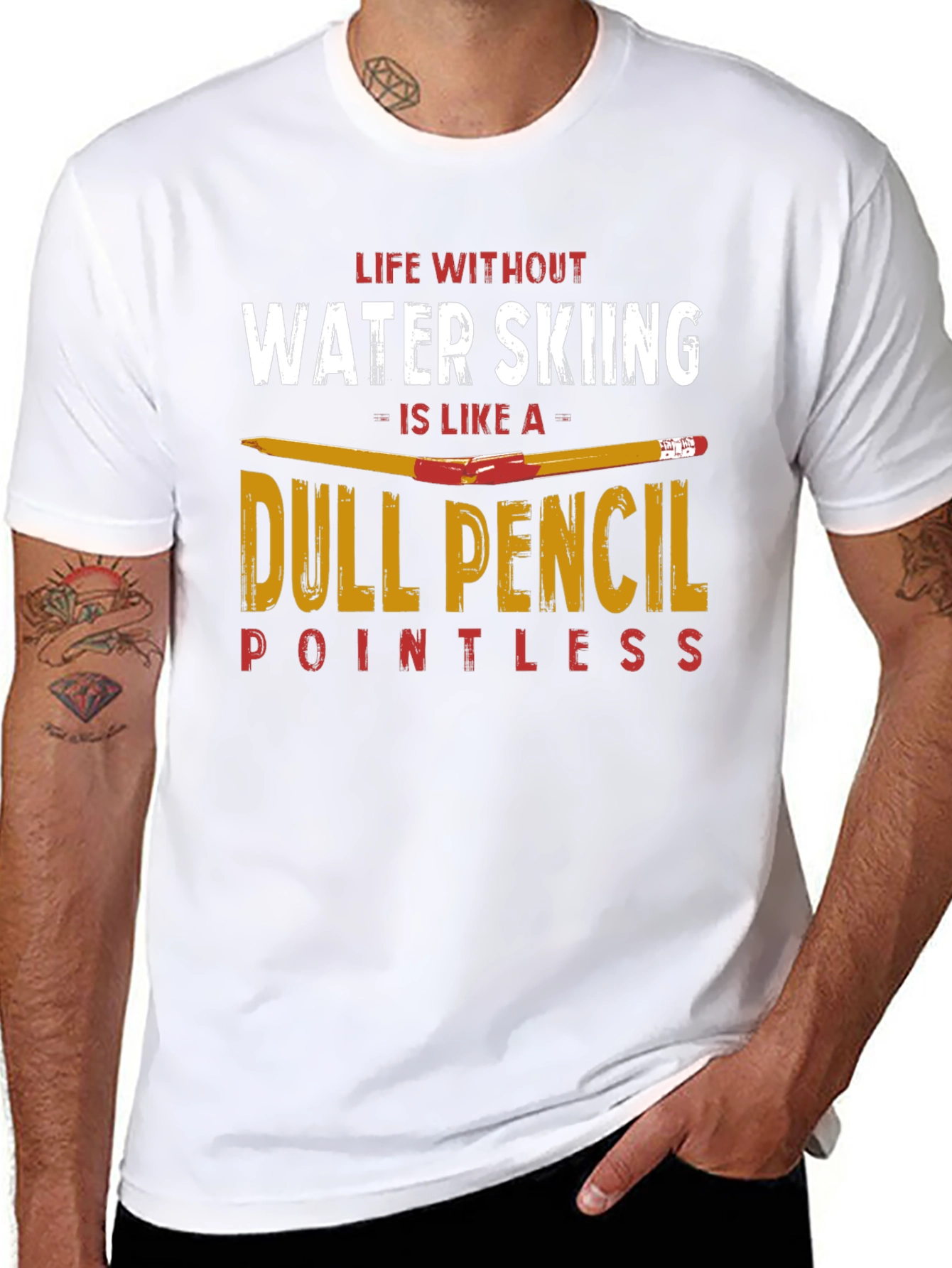 Water Skiing T-Shirt - Dull Pencil Design