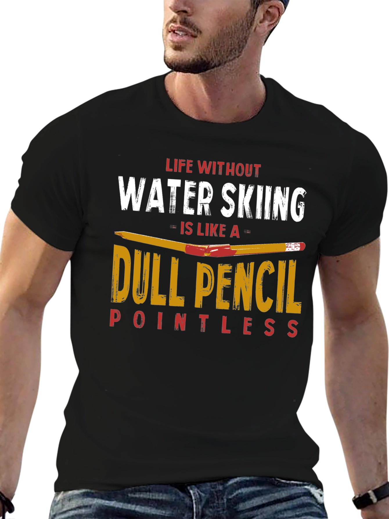 Water Skiing T-Shirt - Dull Pencil Design