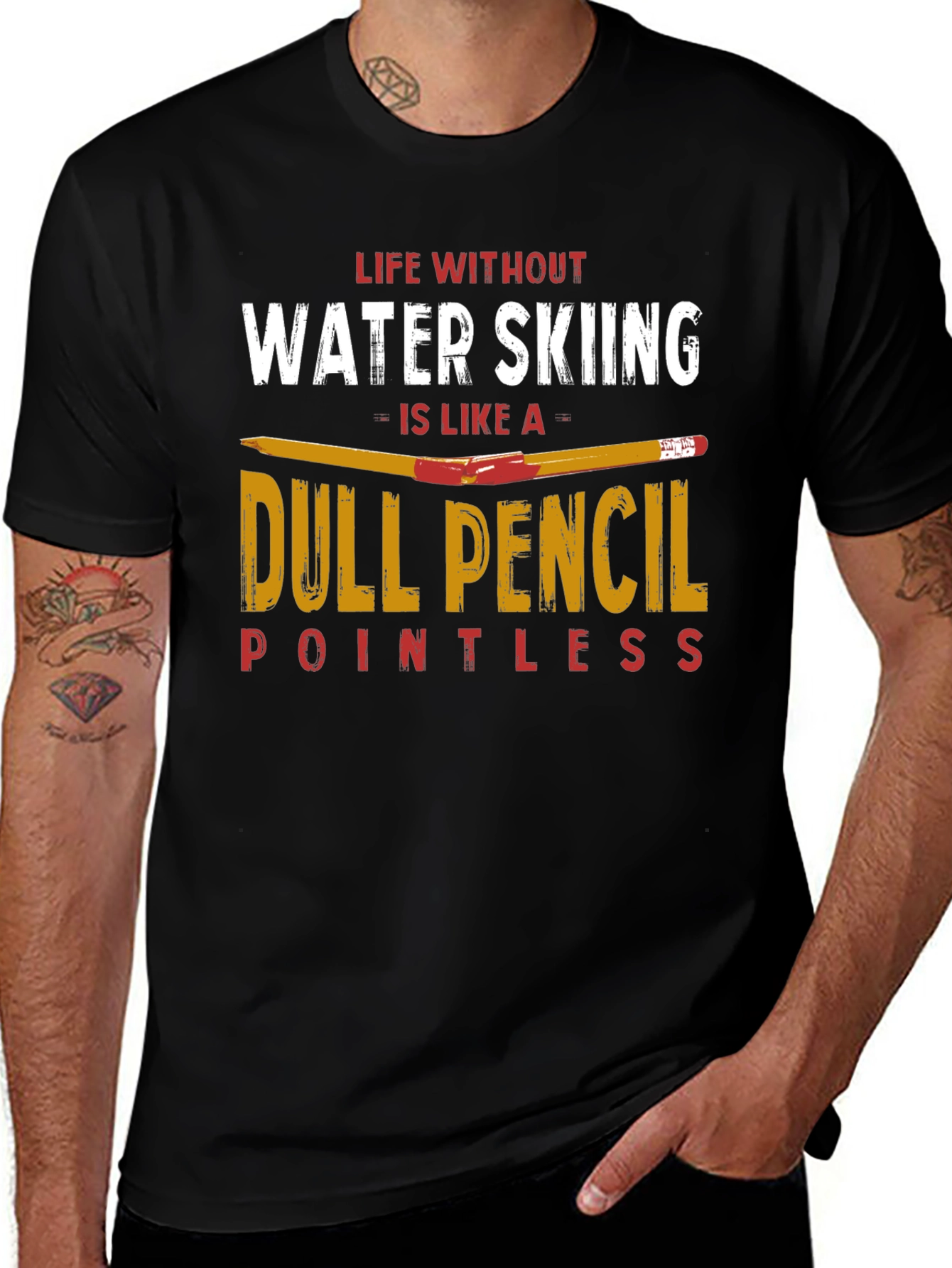 Water Skiing T-Shirt - Dull Pencil Design