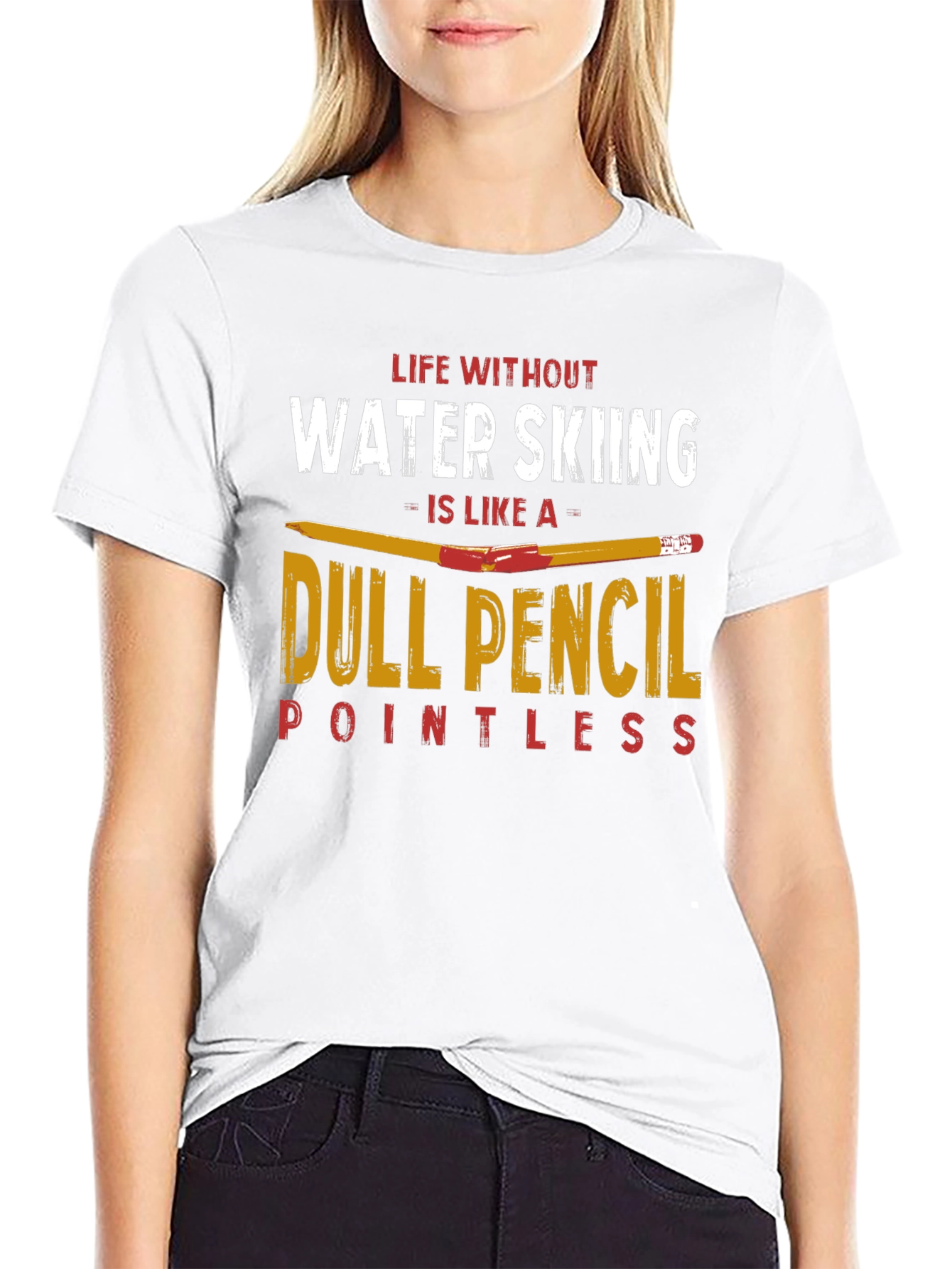 Water Skiing T-Shirt - Dull Pencil Design