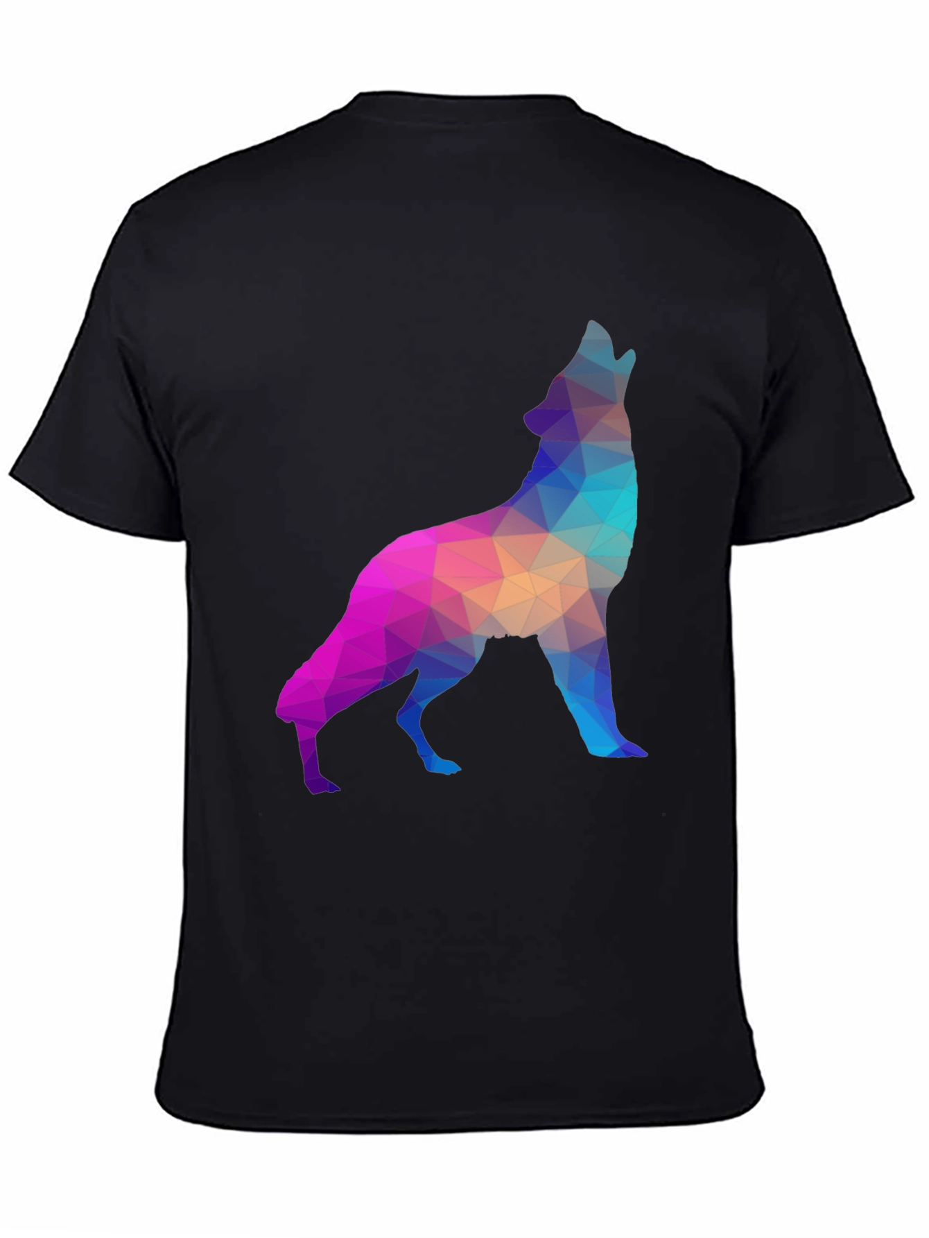 Geometric Wolf Graphic Tee - Black T-Shirt