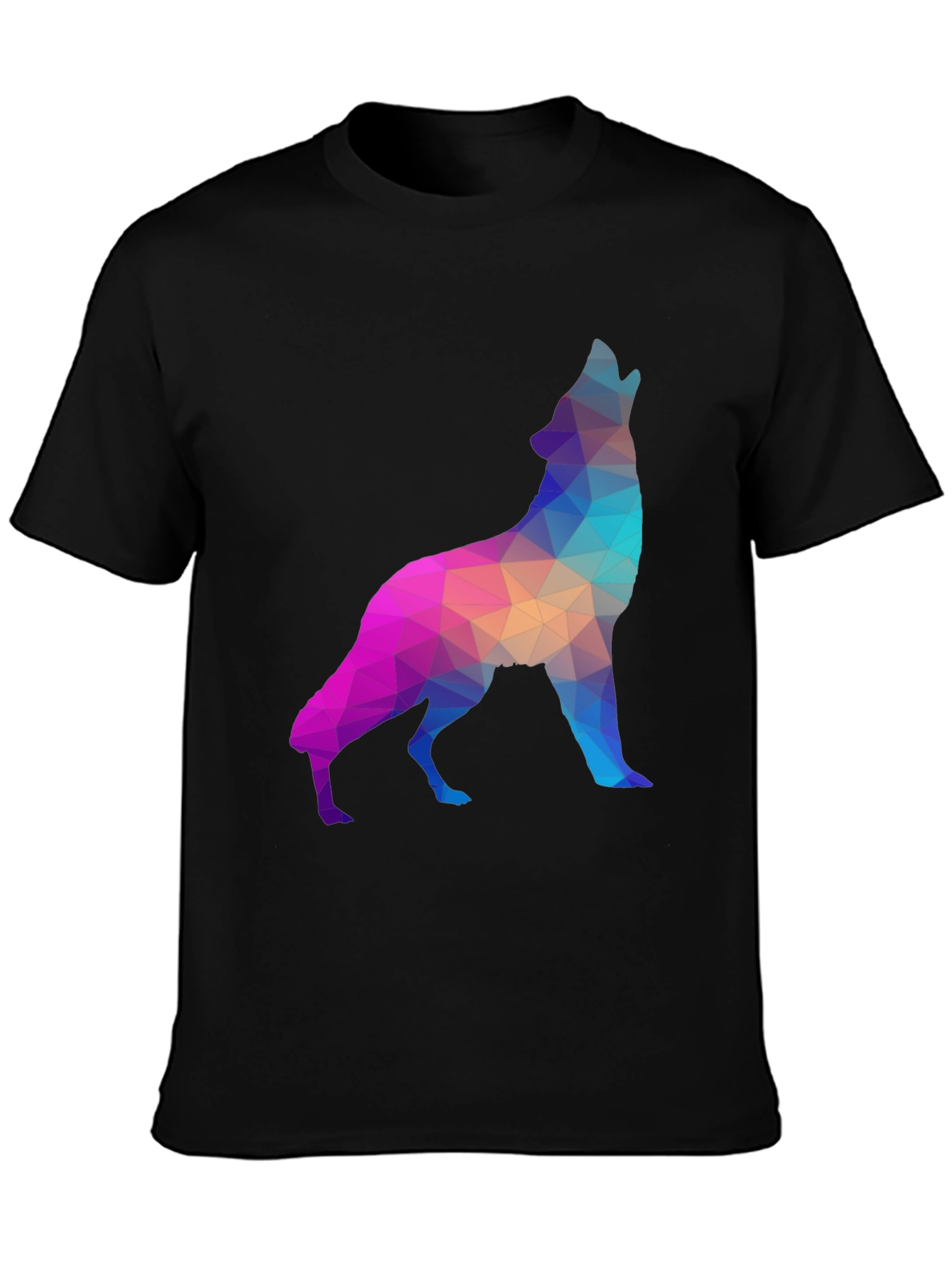 Geometric Wolf Graphic Tee - Black T-Shirt