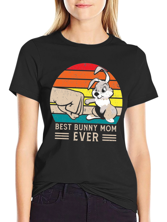 Best Bunny Mom Ever Black T-Shirt