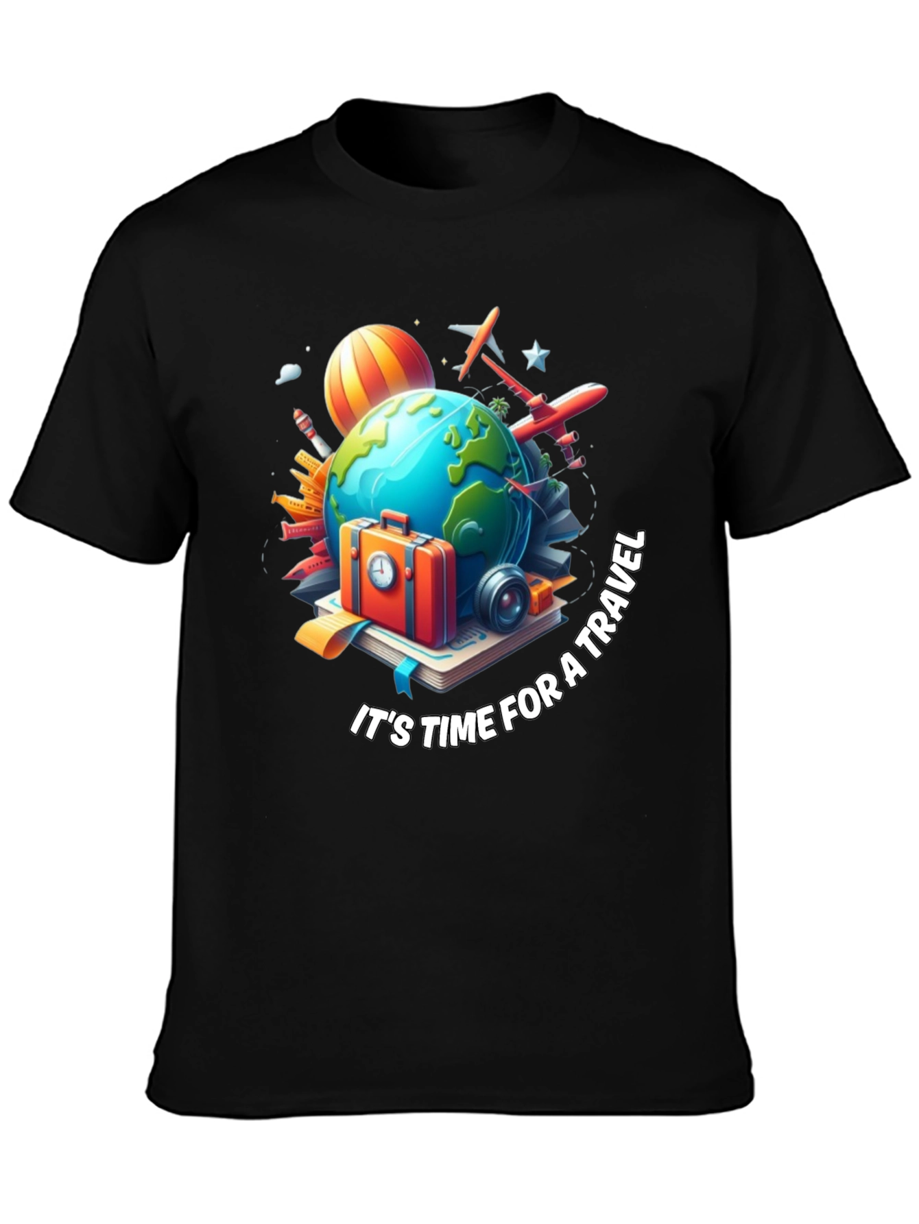 Travel Time Graphic T-Shirt - Black