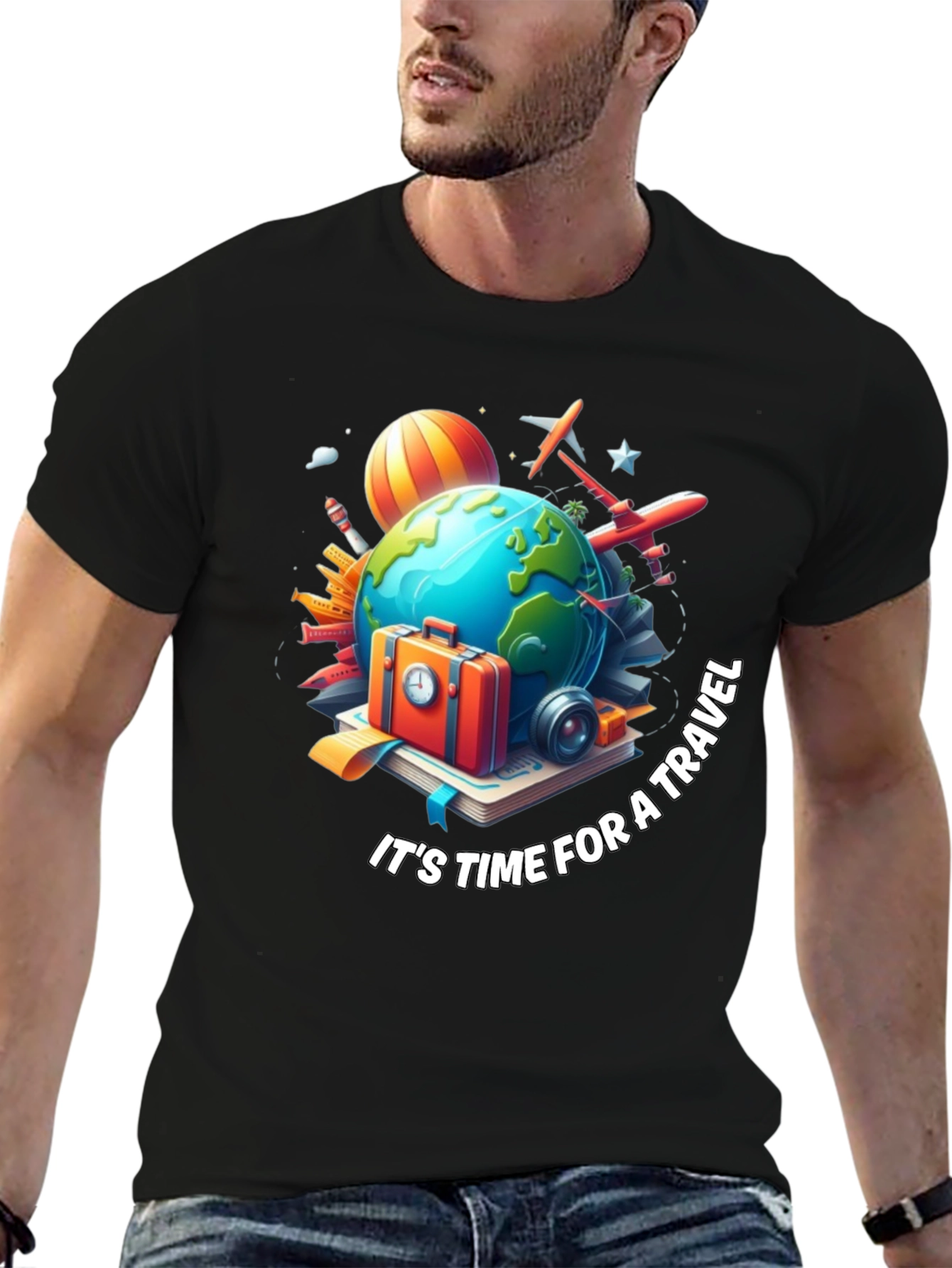 Travel Time Graphic T-Shirt - Black