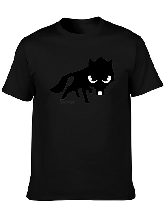 Badimals Wolf Graphic Tee - Black Cotton T-Shirt