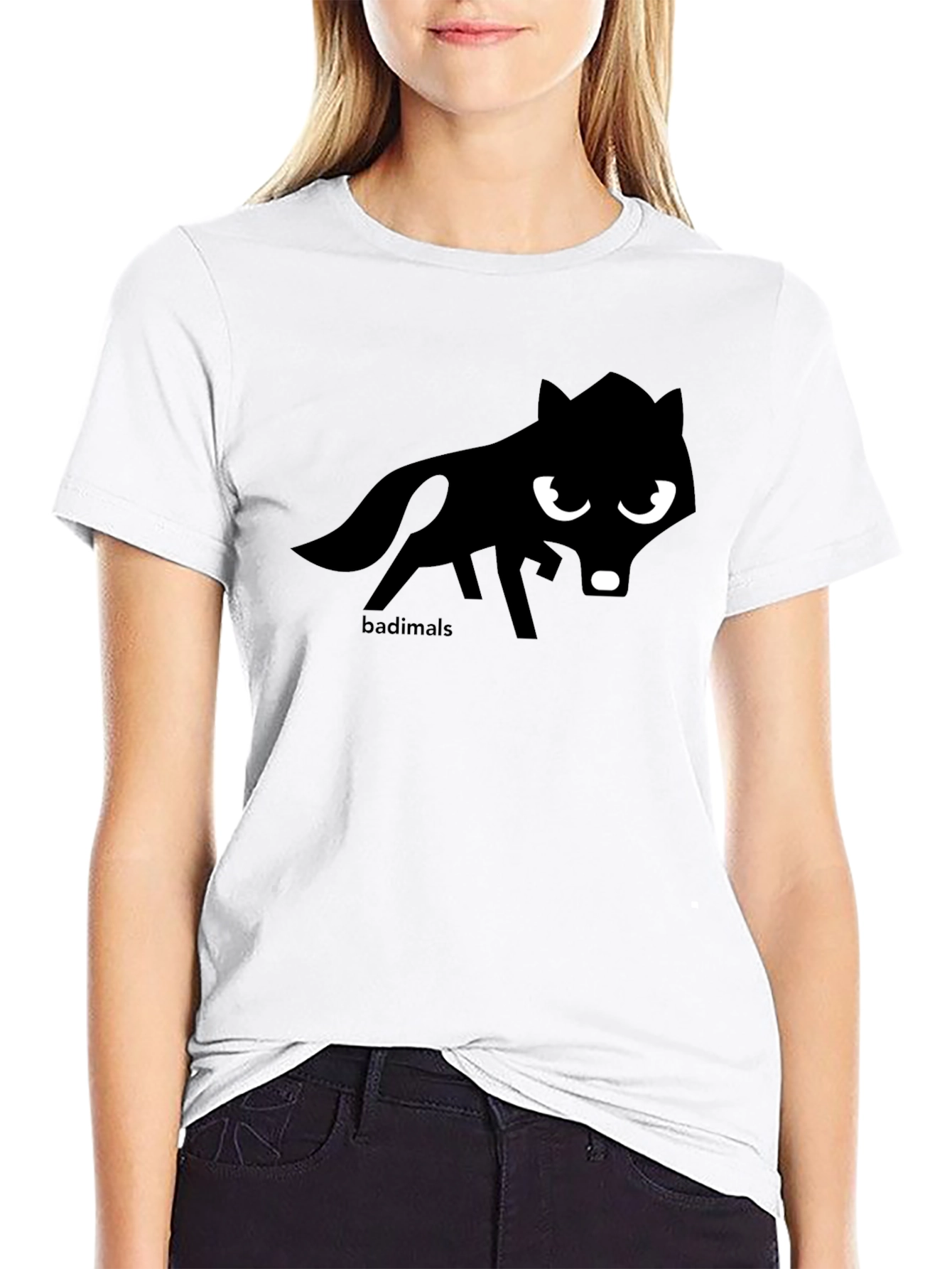 Badimals Wolf Graphic Tee - Black Cotton T-Shirt
