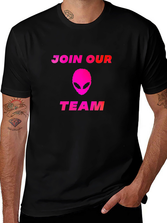 Join Our Team Alien T-Shirt - Black Cotton Blend