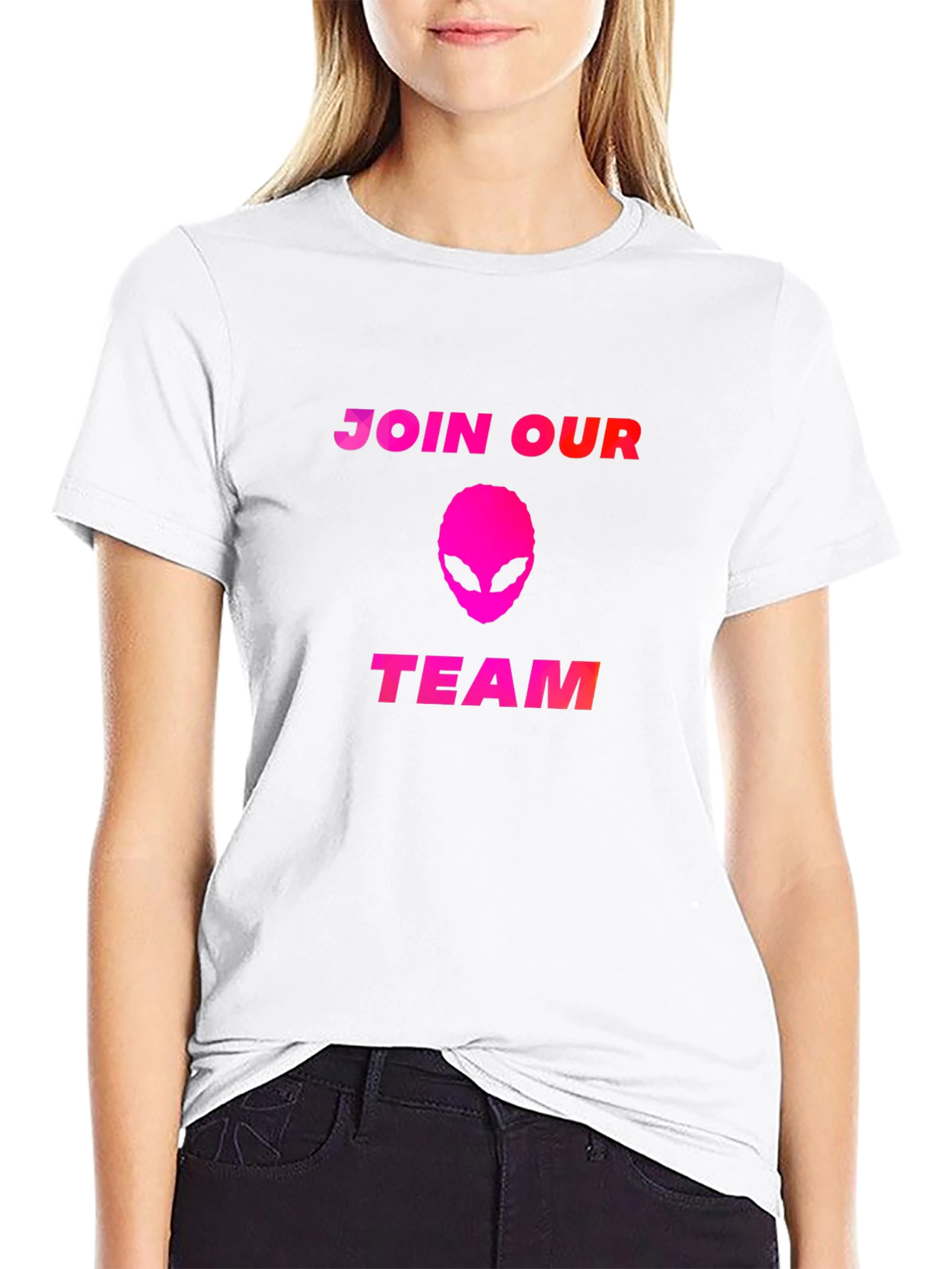 Join Our Team Alien T-Shirt - Black Cotton Blend