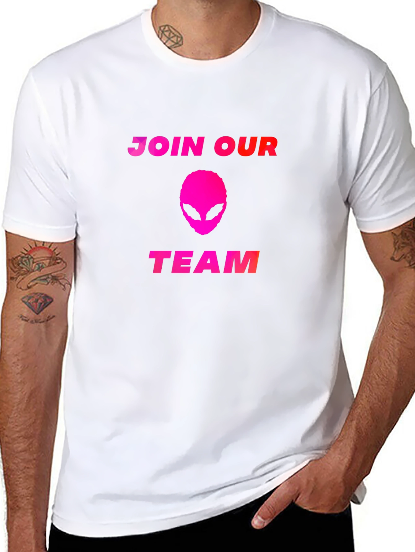 Join Our Team Alien T-Shirt - Black Cotton Blend