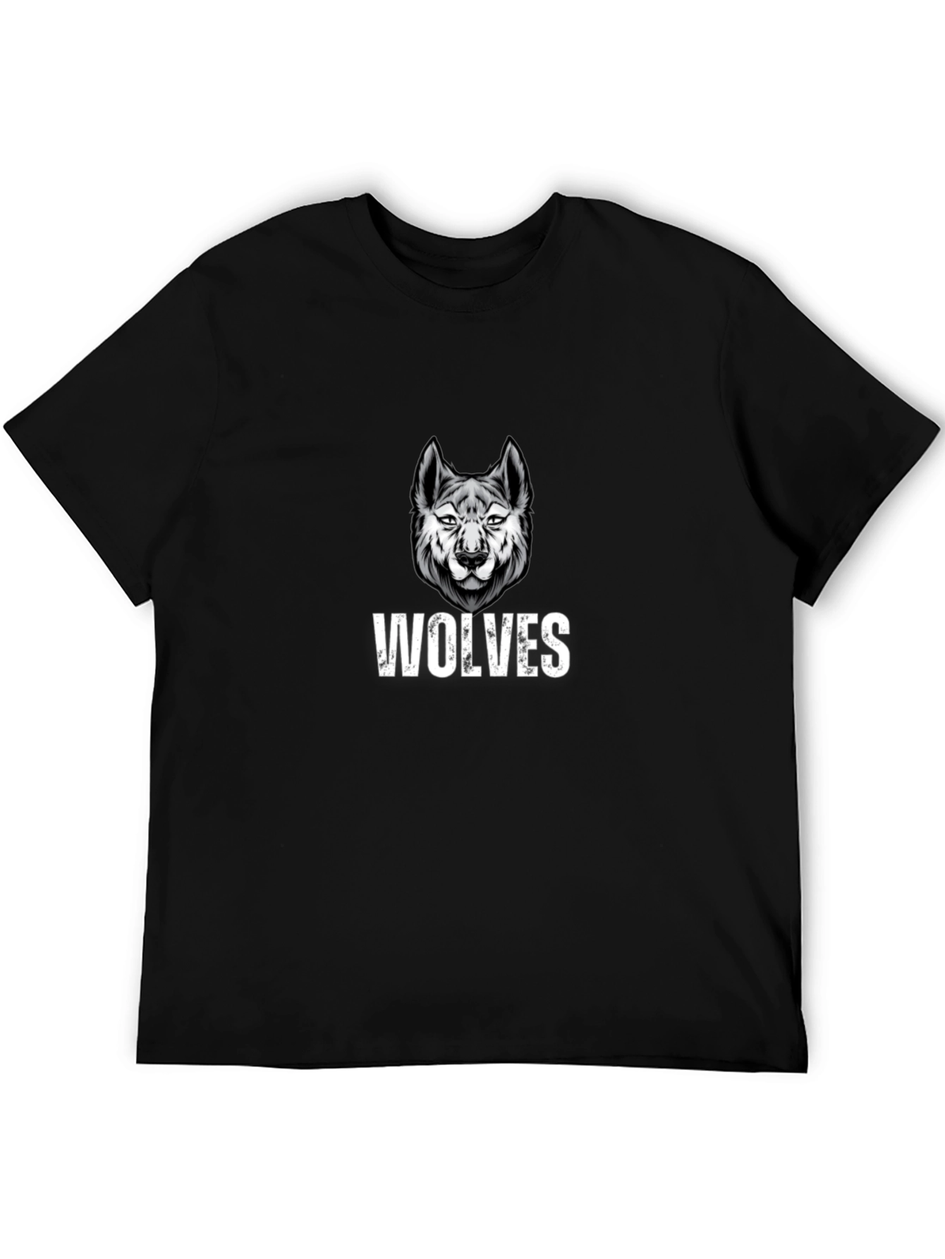 Wolves Graphic Print Black T-Shirt