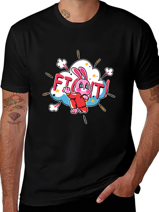Fight! Bunny T-Shirt - Black Cotton Tee
