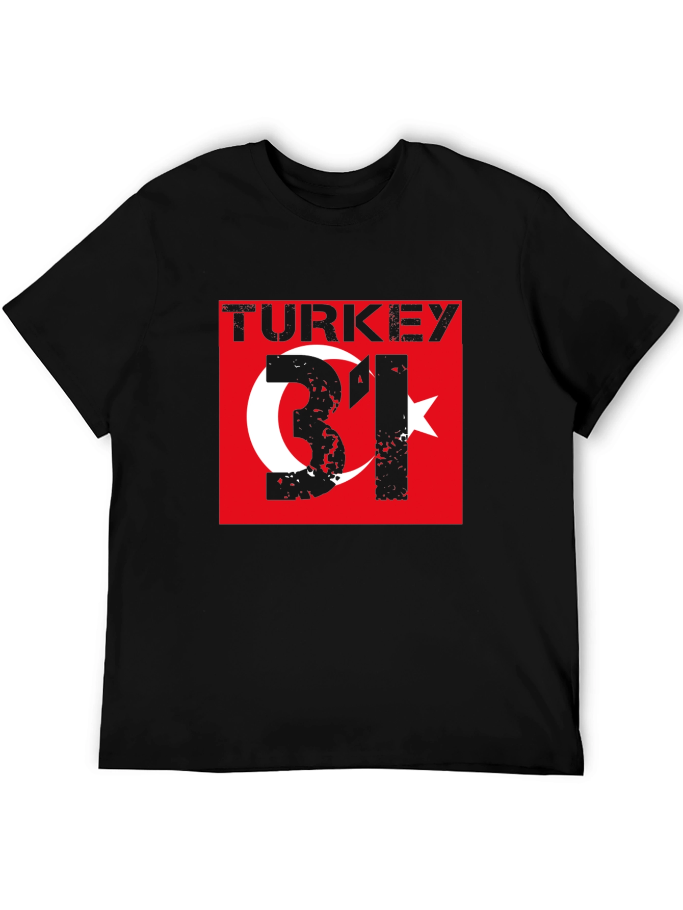 Turkey Flag Graphic T-Shirt - Distressed Style