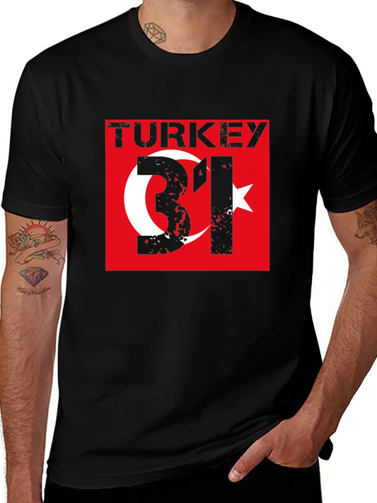 Turkey Flag Graphic T-Shirt - Distressed Style