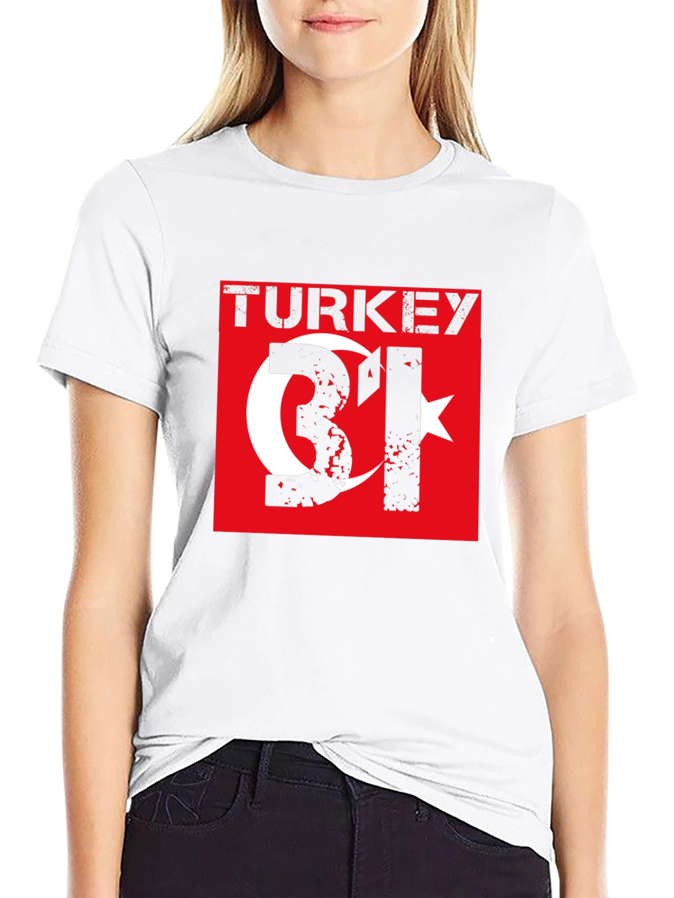 Turkey Flag Graphic T-Shirt - Distressed Style