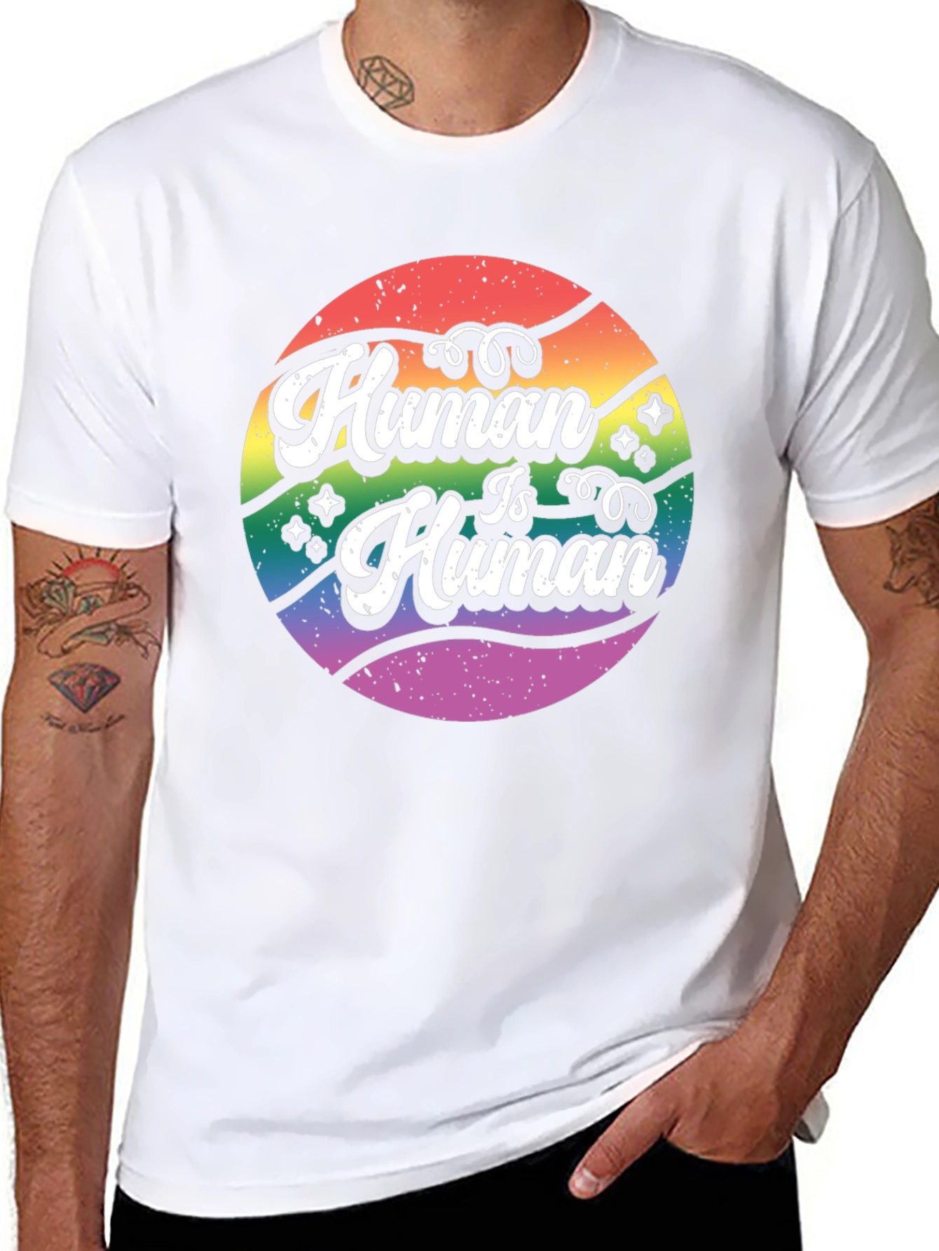 Human Is Human Graphic Tee - LGBTQ+ Pride