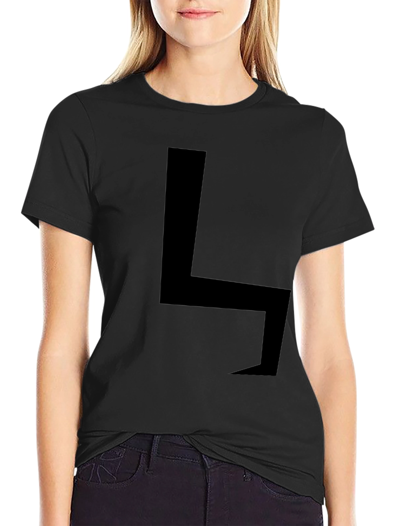 Minimalist Black T-Shirt with Bold Geometric Design