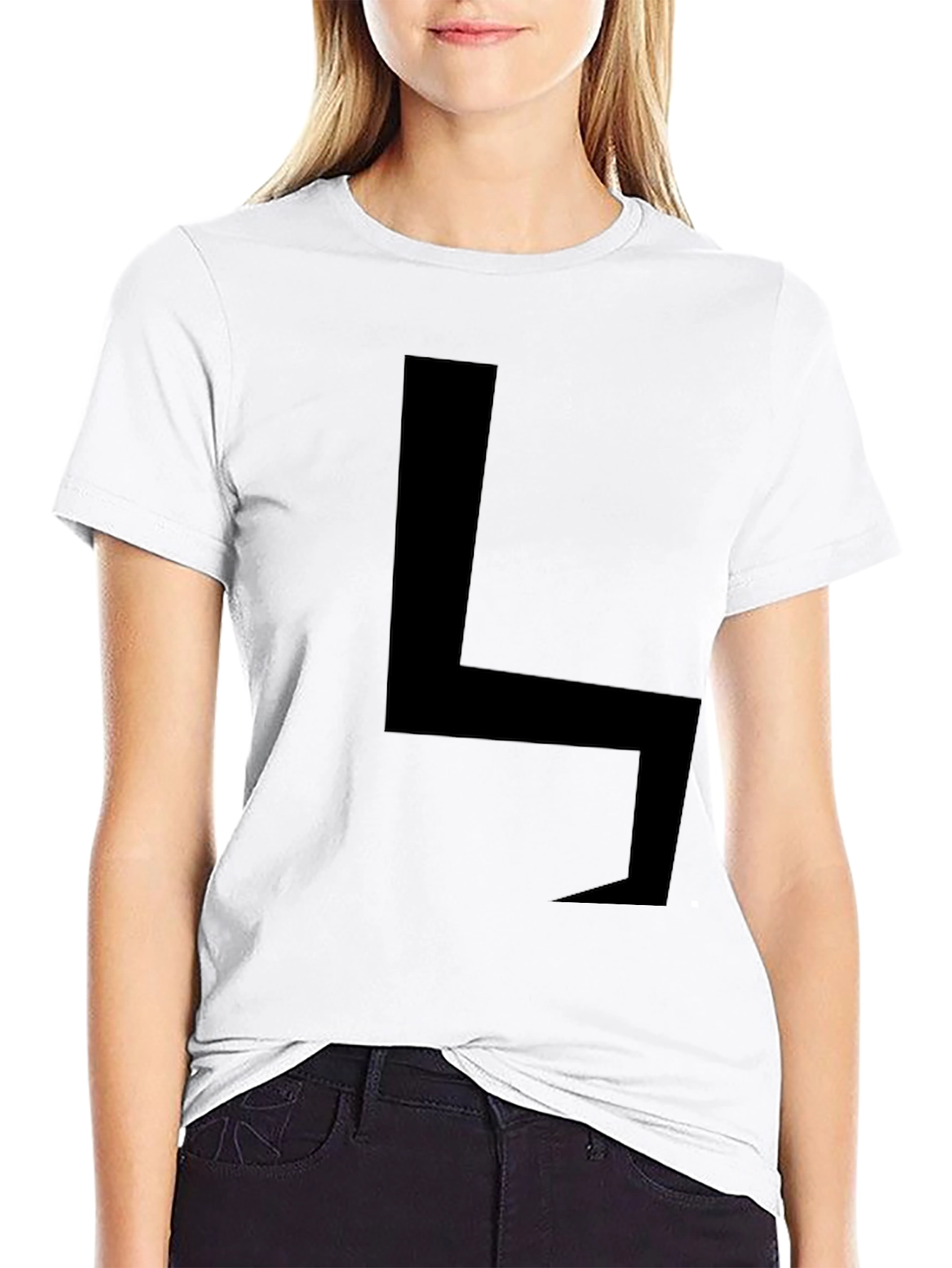 Minimalist Black T-Shirt with Bold Geometric Design