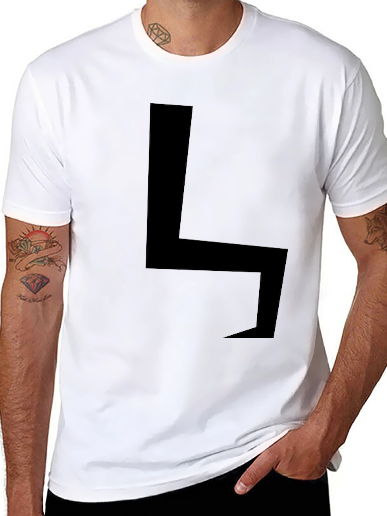 Minimalist Black T-Shirt with Bold Geometric Design