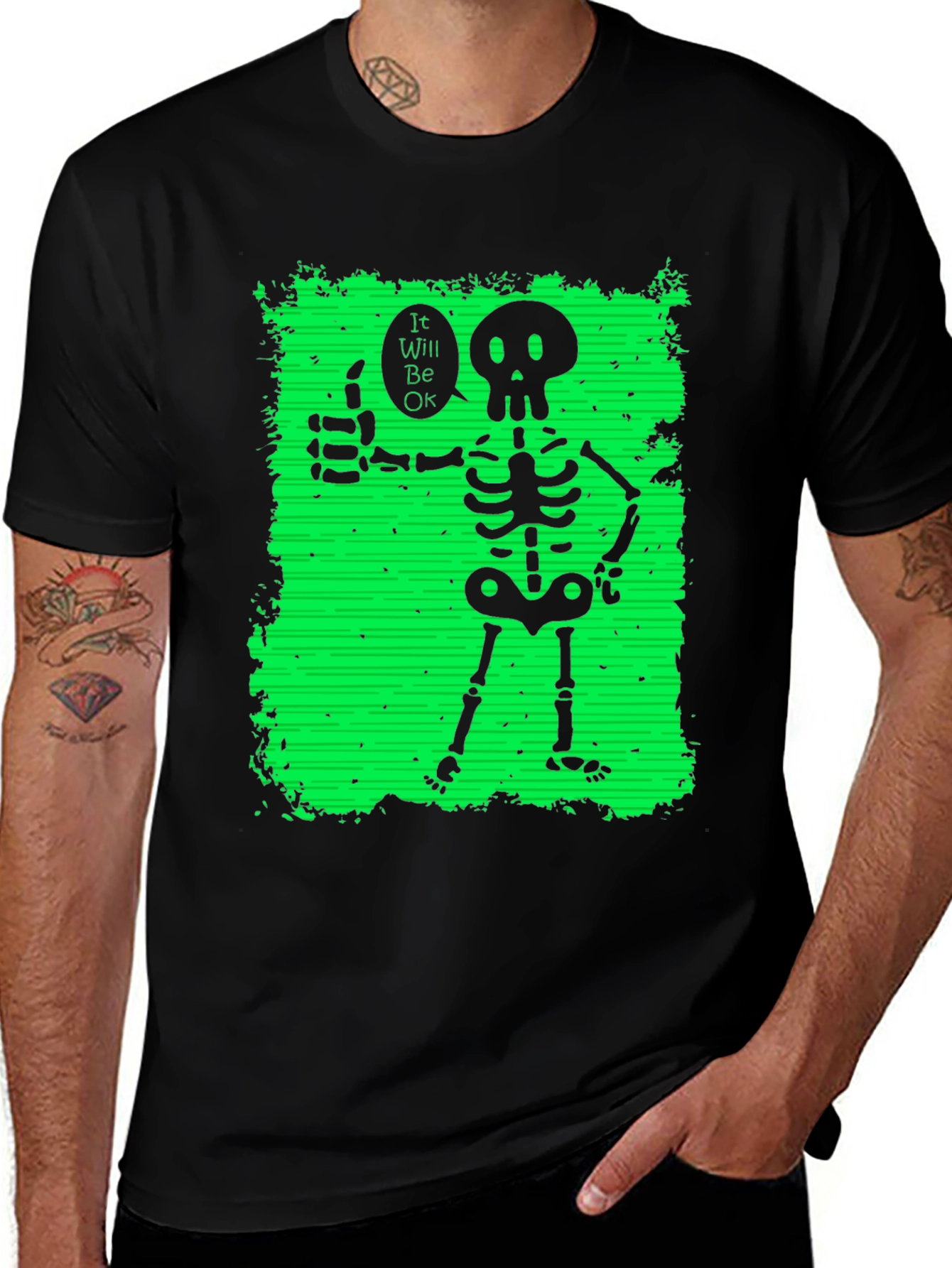 Skeleton Thumbs Up Graphic T-Shirt