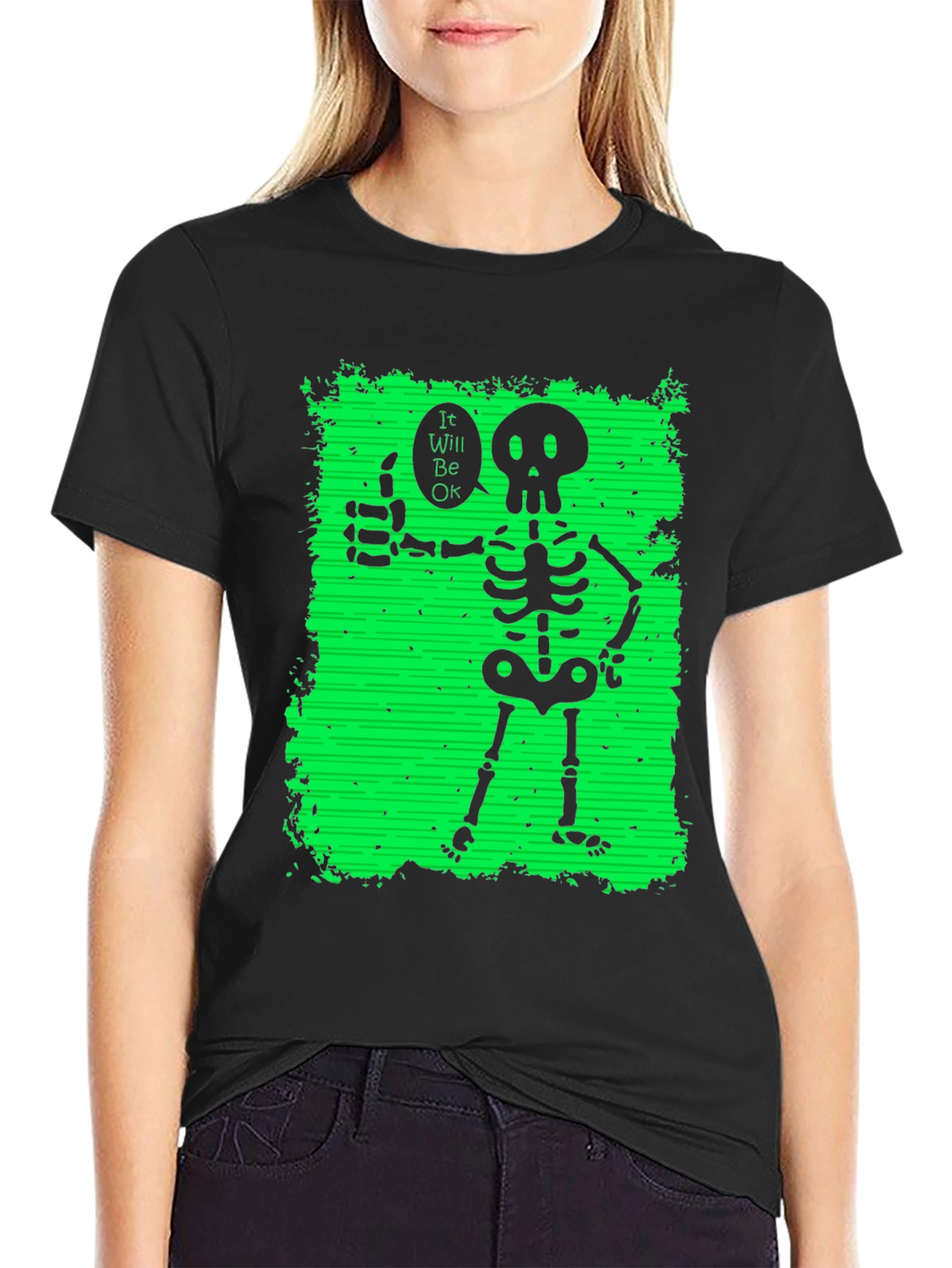 Skeleton Thumbs Up Graphic T-Shirt