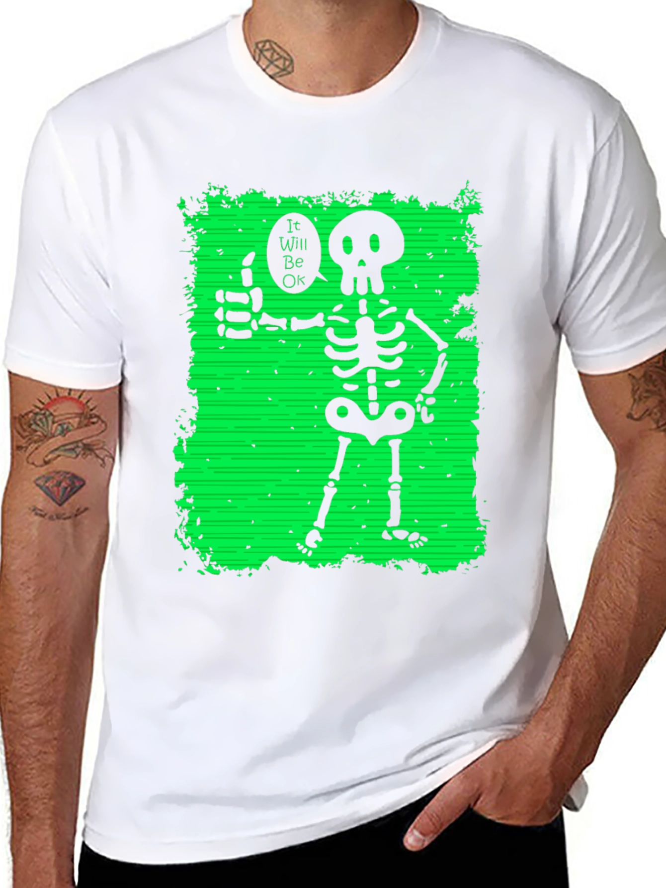 Skeleton Thumbs Up Graphic T-Shirt