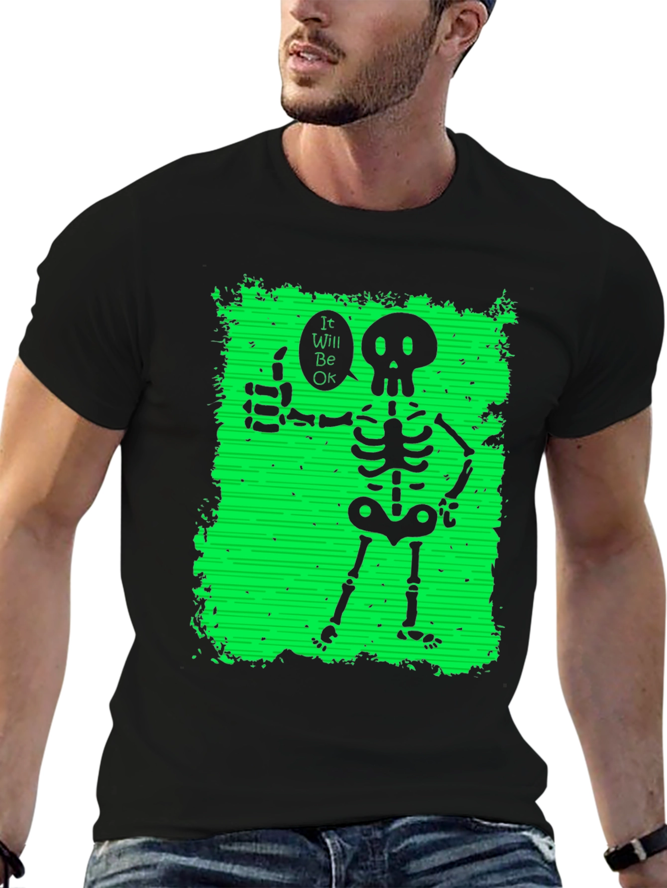 Skeleton Thumbs Up Graphic T-Shirt