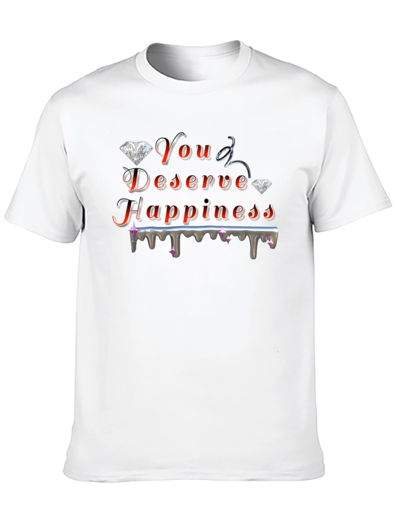You Deserve Happiness Graphic Black T-Shirt