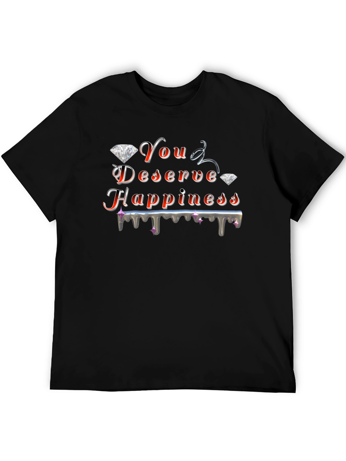 You Deserve Happiness Graphic Black T-Shirt
