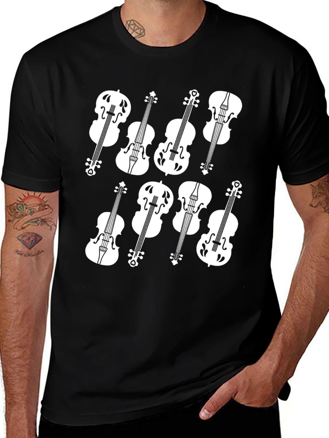 Musical Violin Graphic Tee - Classic Black T-Shirt