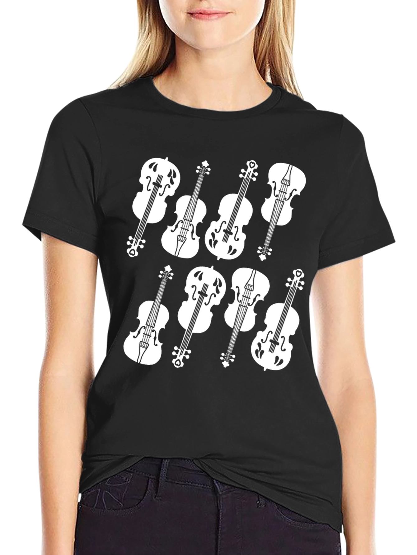 Musical Violin Graphic Tee - Classic Black T-Shirt