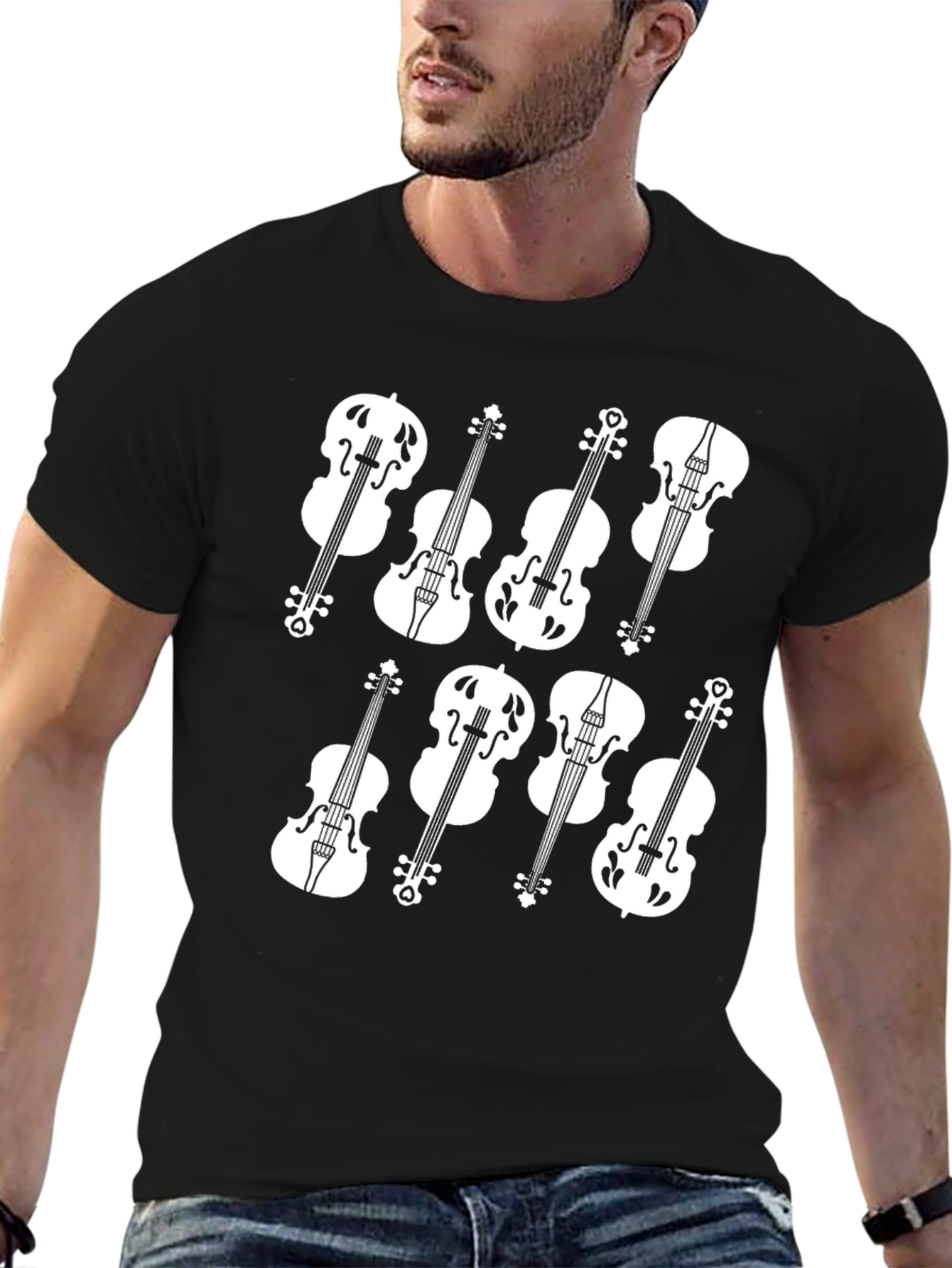 Musical Violin Graphic Tee - Classic Black T-Shirt