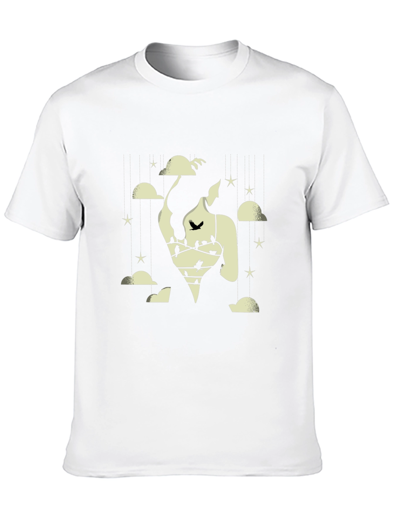 Dreamscape Graphic Tee - Cloud & Bird Design