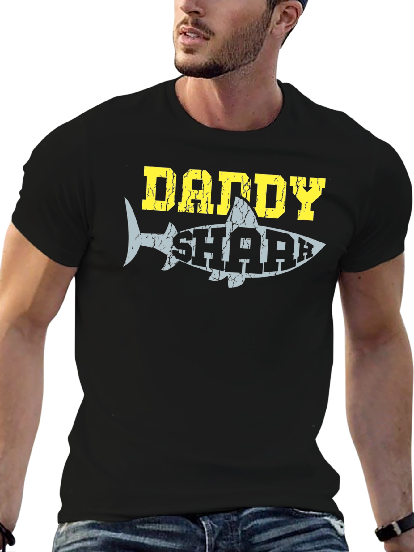 Daddy Shark Graphic Tee - Black Cotton T-Shirt