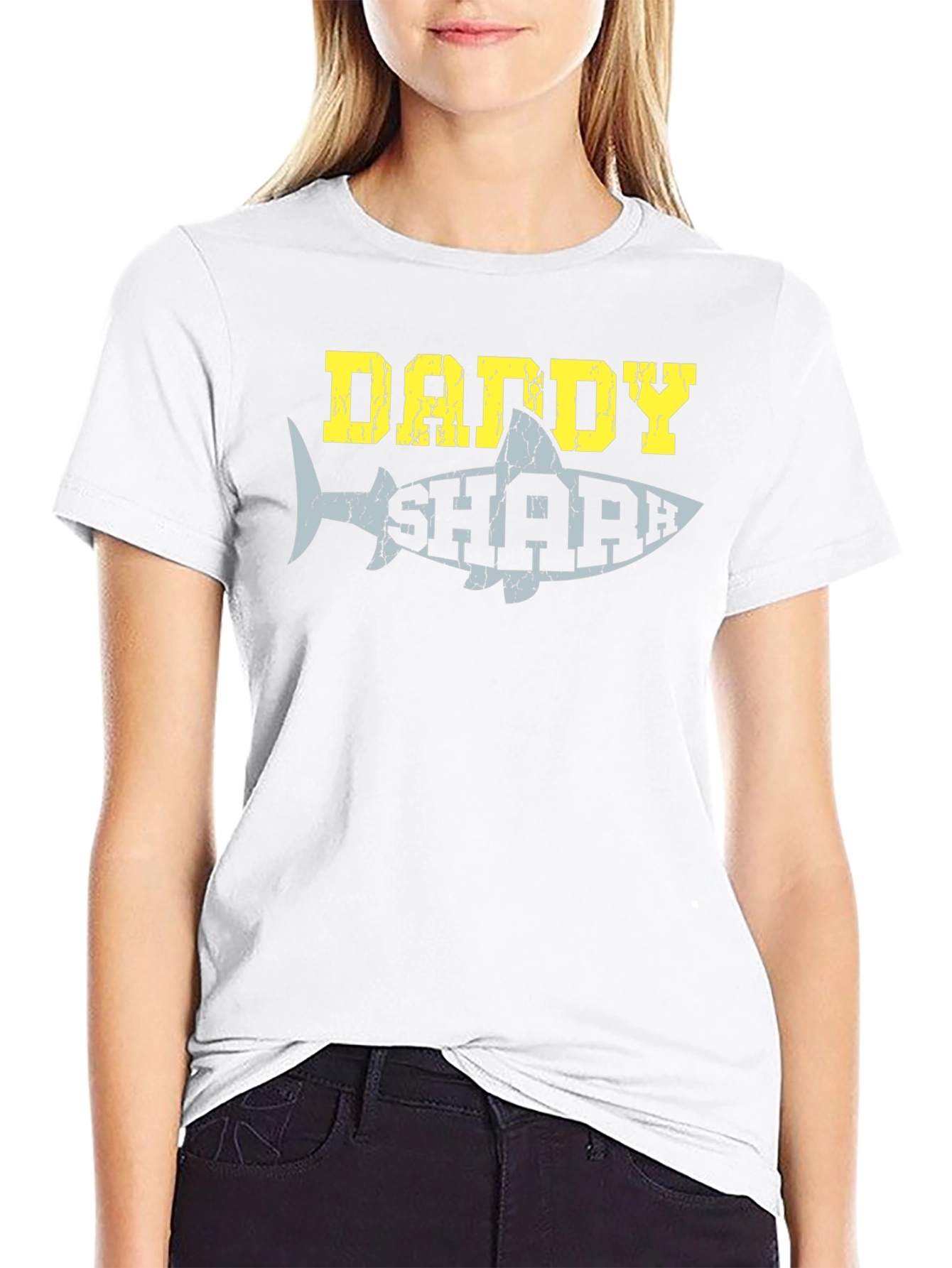 Daddy Shark Graphic Tee - Black Cotton T-Shirt