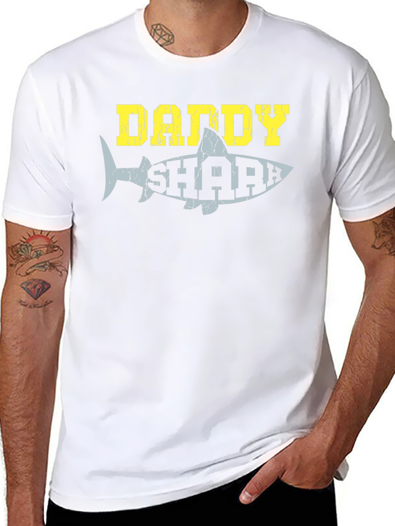 Daddy Shark Graphic Tee - Black Cotton T-Shirt