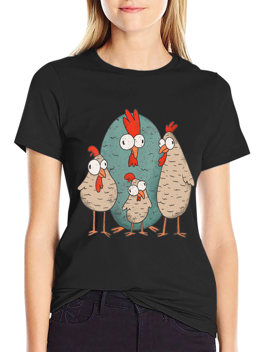 Funny Chicken Graphic Tee - Quirky Cartoon Design