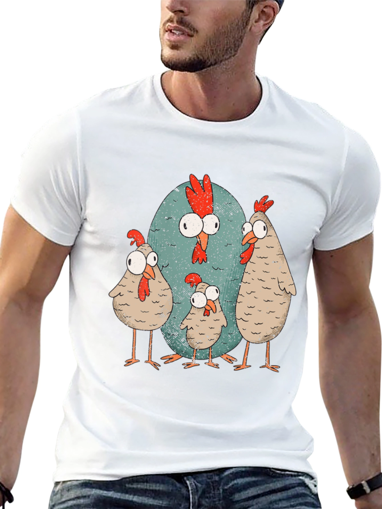 Funny Chicken Graphic Tee - Quirky Cartoon Design