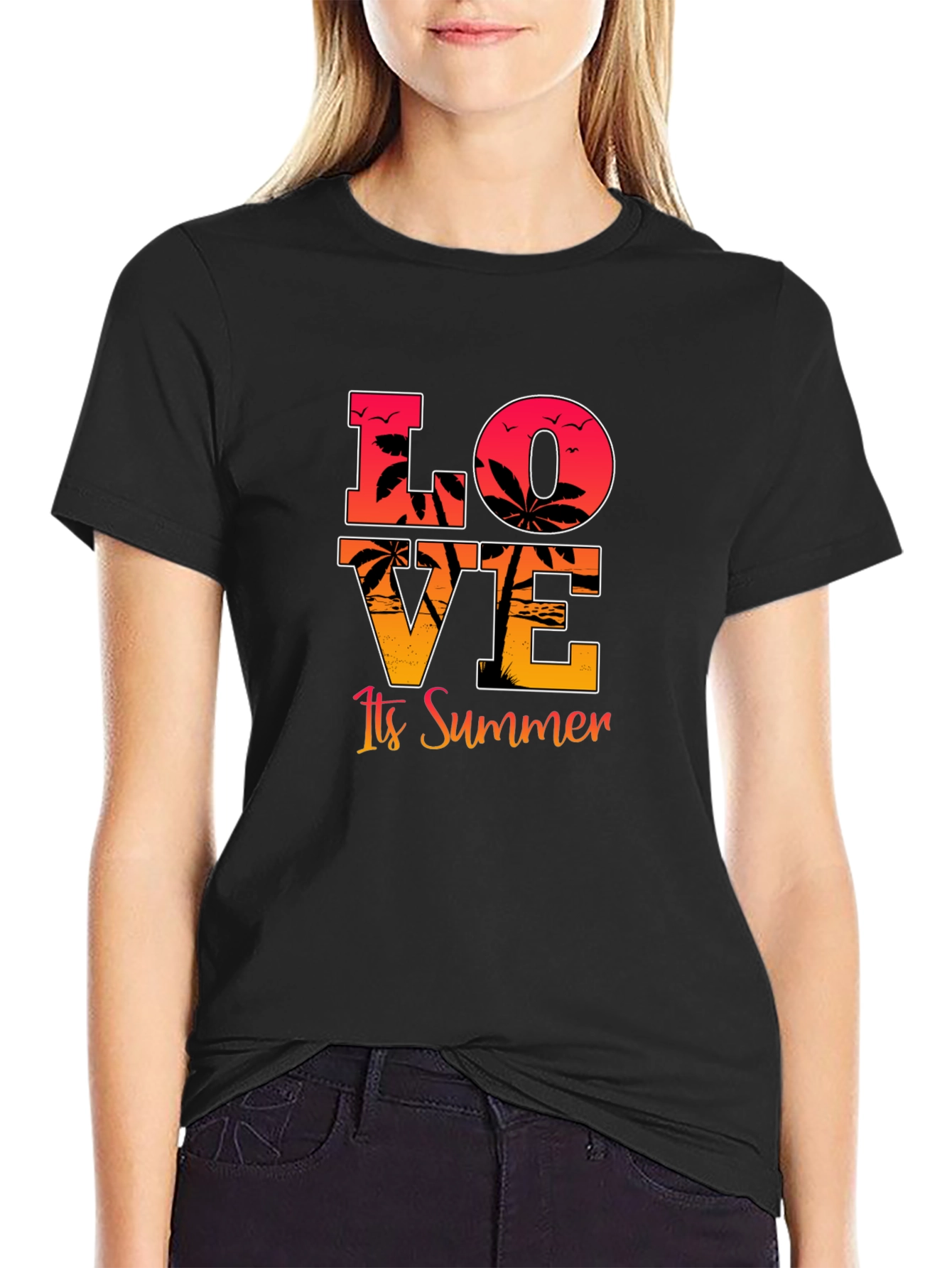 Love Its Summer Black Graphic Tee
