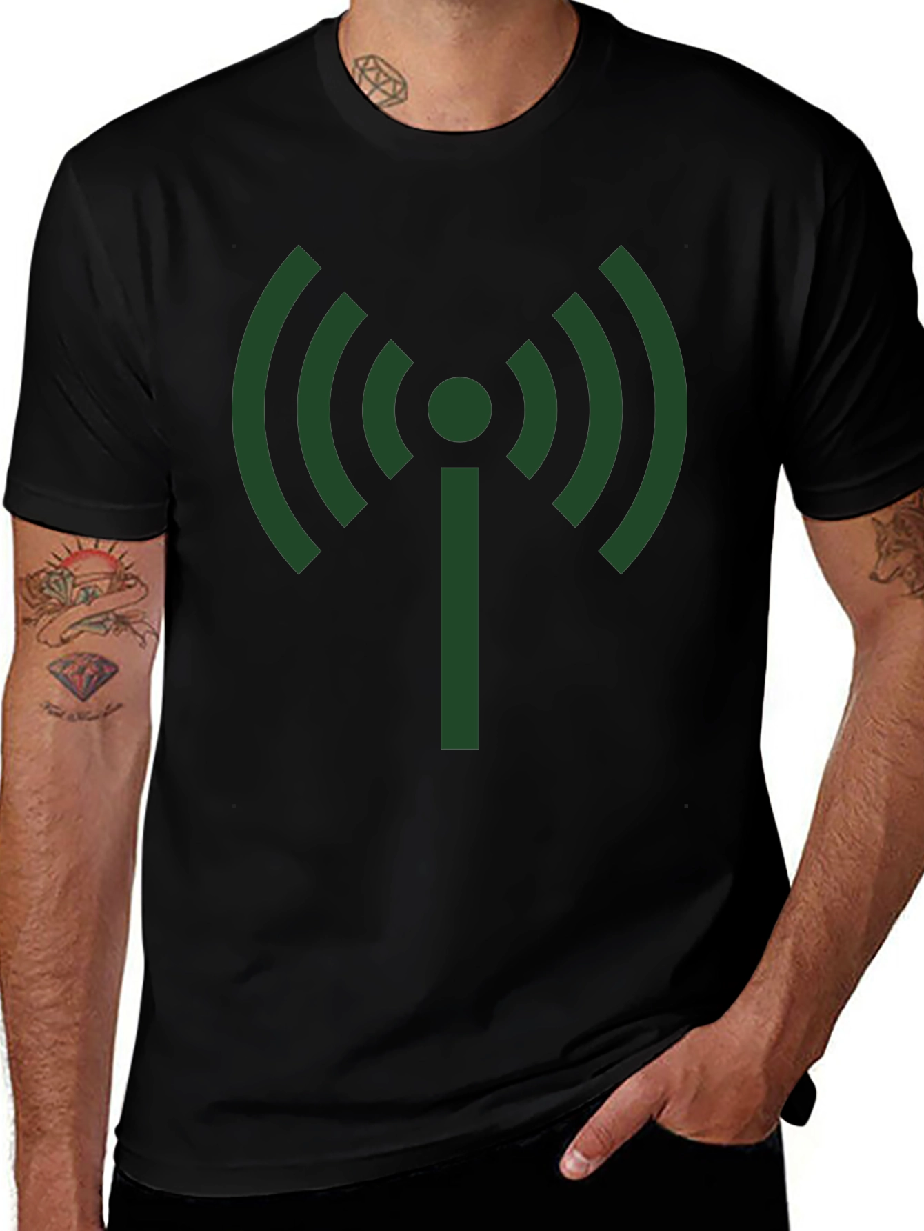 Signal Graphic Tee - Black Cotton T-Shirt